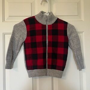 Cat & Jack Red and Gray Plaid Fleece Lined Kids Jacket